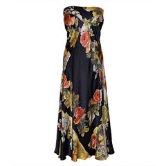 Roberto Cavilli silk floral strapless dress