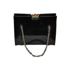 Retro Lederer Black patent leather handbag