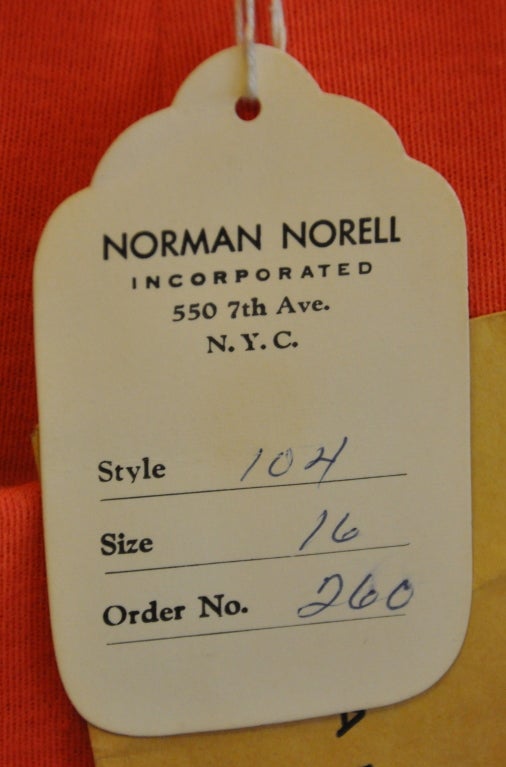 Norman Norell Neon Tangerine button front dress In New Condition For Sale In New York, NY