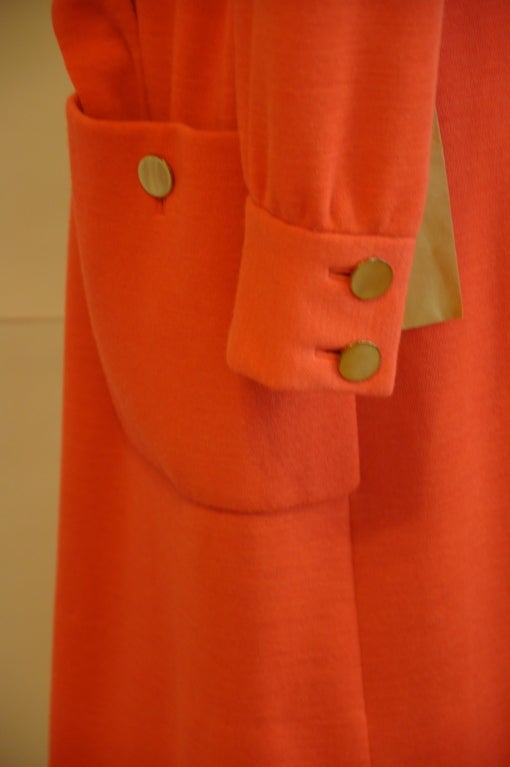 Women's Norman Norell Neon Tangerine button front dress For Sale