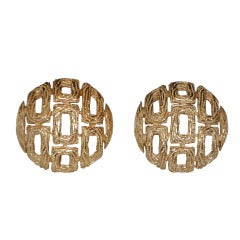 Trifari Large Gilded Gold Earrings