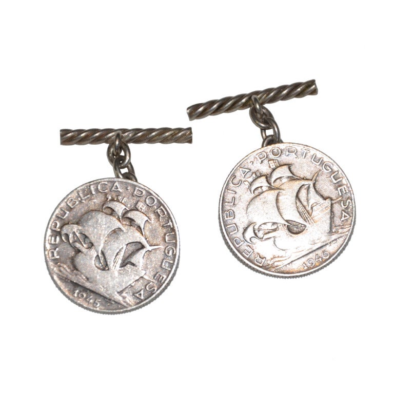 Gemelos de monedas de plata "Velas portuguesas en venta