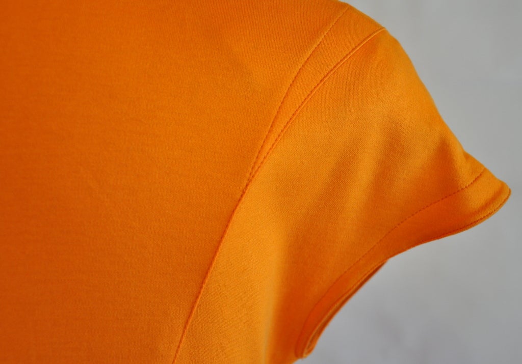 Orange Thierry Mugler Yellow form-fitting tangerine asymmetric dress For Sale