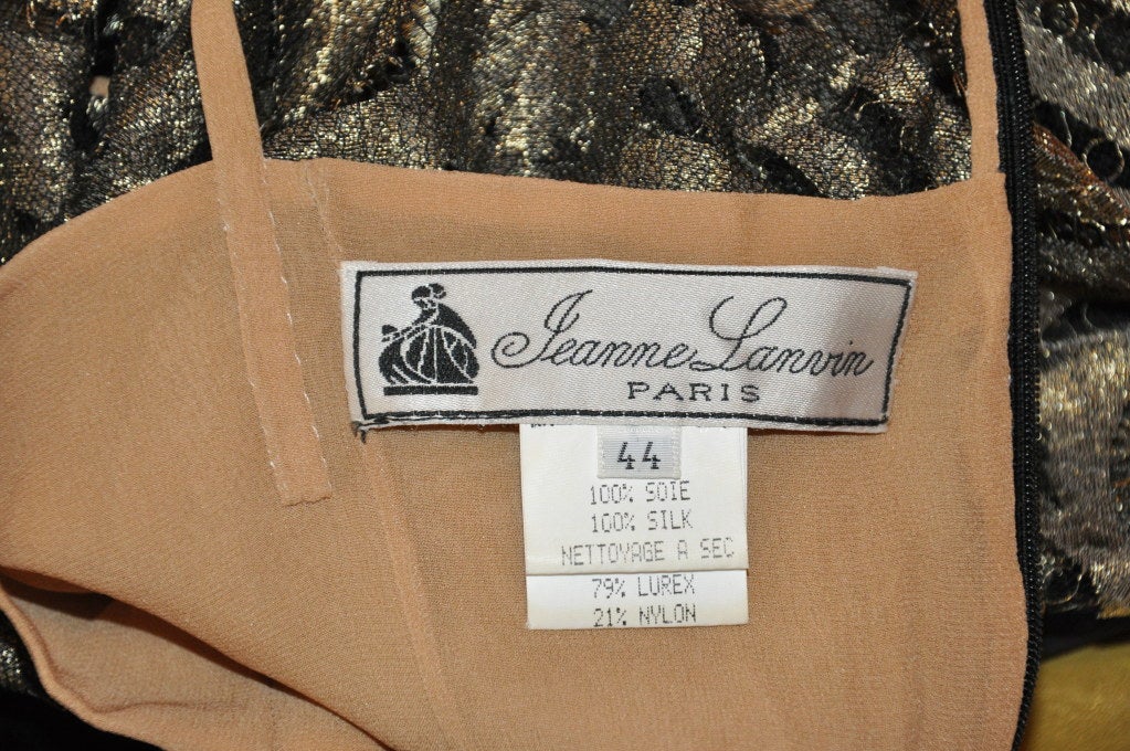 Jeanne Lanvin Black with Swiss lace gown For Sale 4