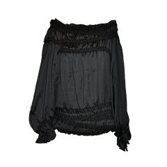 Tom Ford for Yves Saint Laurent black silk peasant blouse