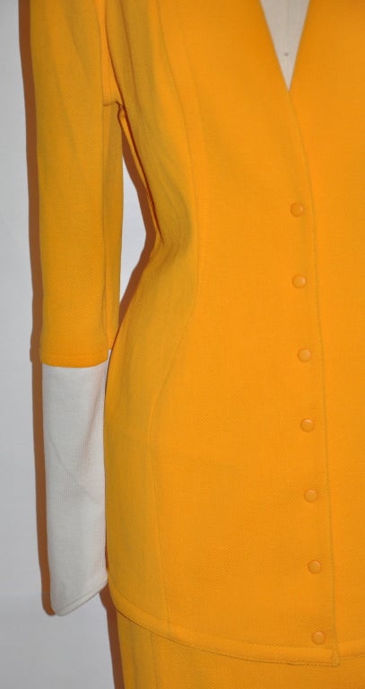 Orange Thierry Mugler Asymmetric-cut Banana textured suit For Sale