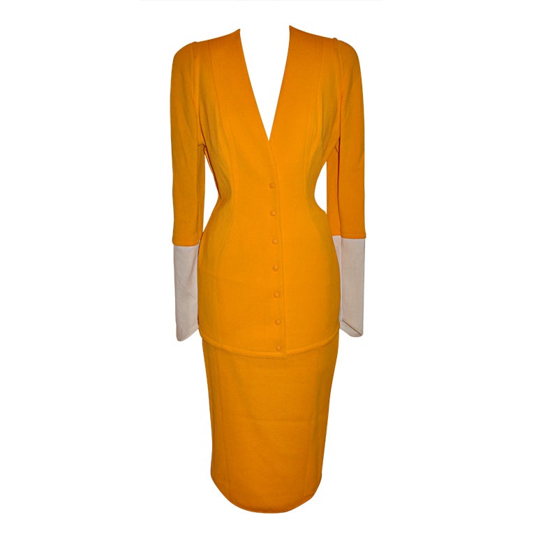 Thierry Mugler Asymmetric-cut Banana textured suit