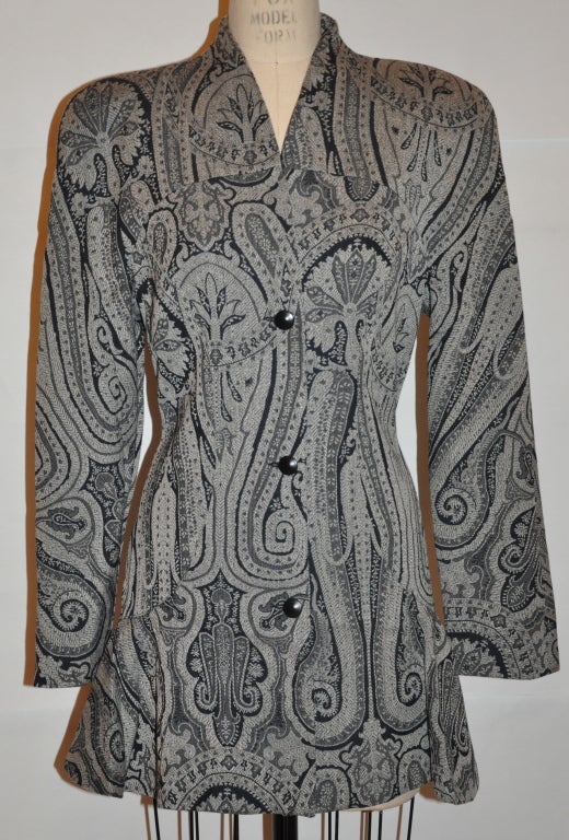 Alma Black and White Paisey print jacket at 1stDibs