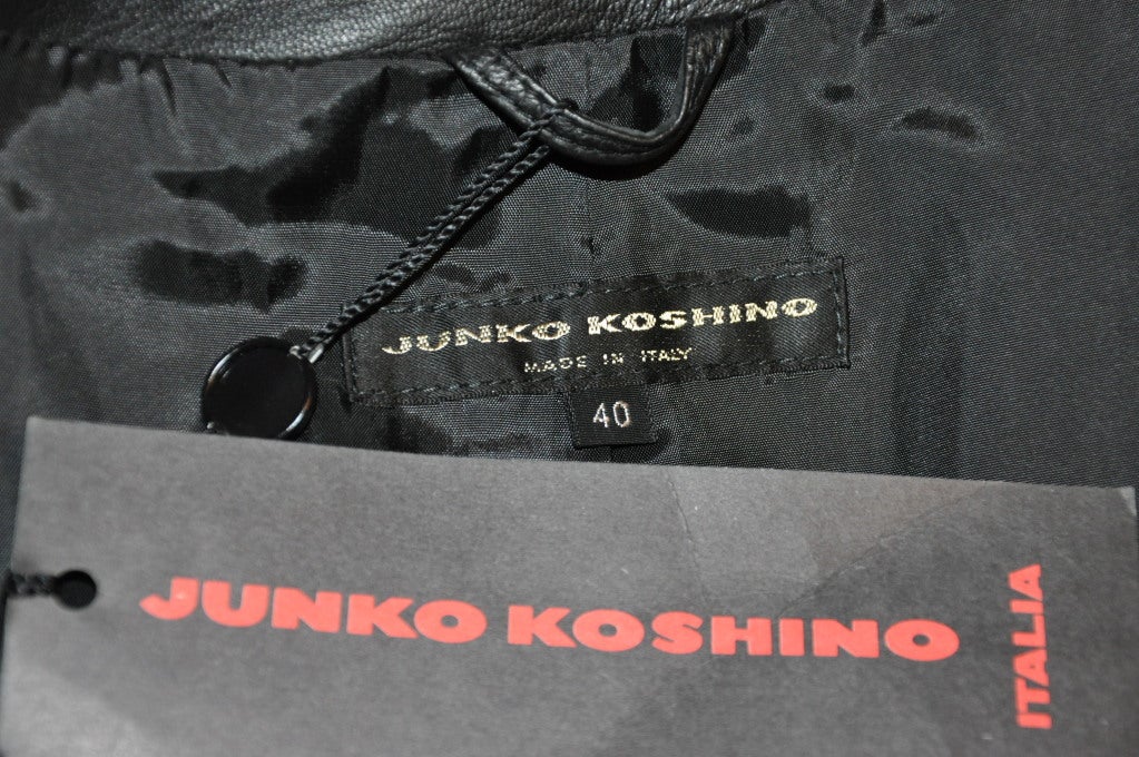 Junko Koshino Schwarzer Lederanzug „lace-up“ aus Leder im Angebot 3