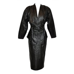 Junko Koshino Black leather "lace-up" suit