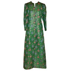 Vintage Bergdorf Goodman Green Embroidered Evening Coat