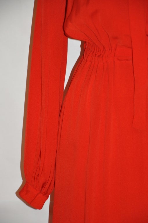 Red Geoffrey Beene engine-red plunging front gown For Sale