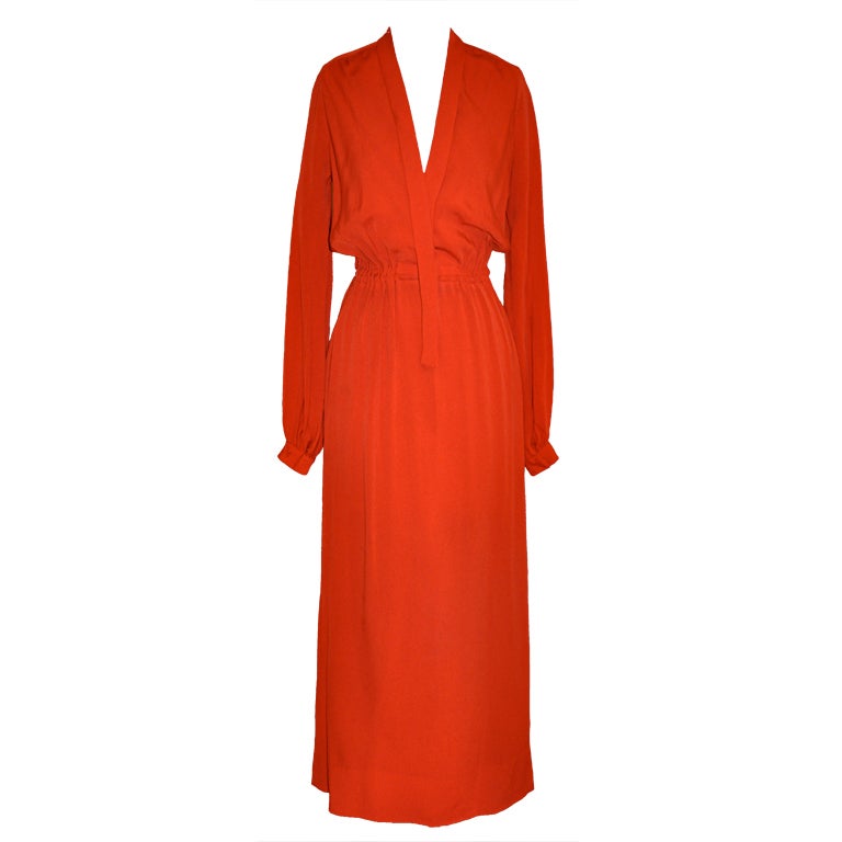 Geoffrey Beene engine-red plunging front gown For Sale