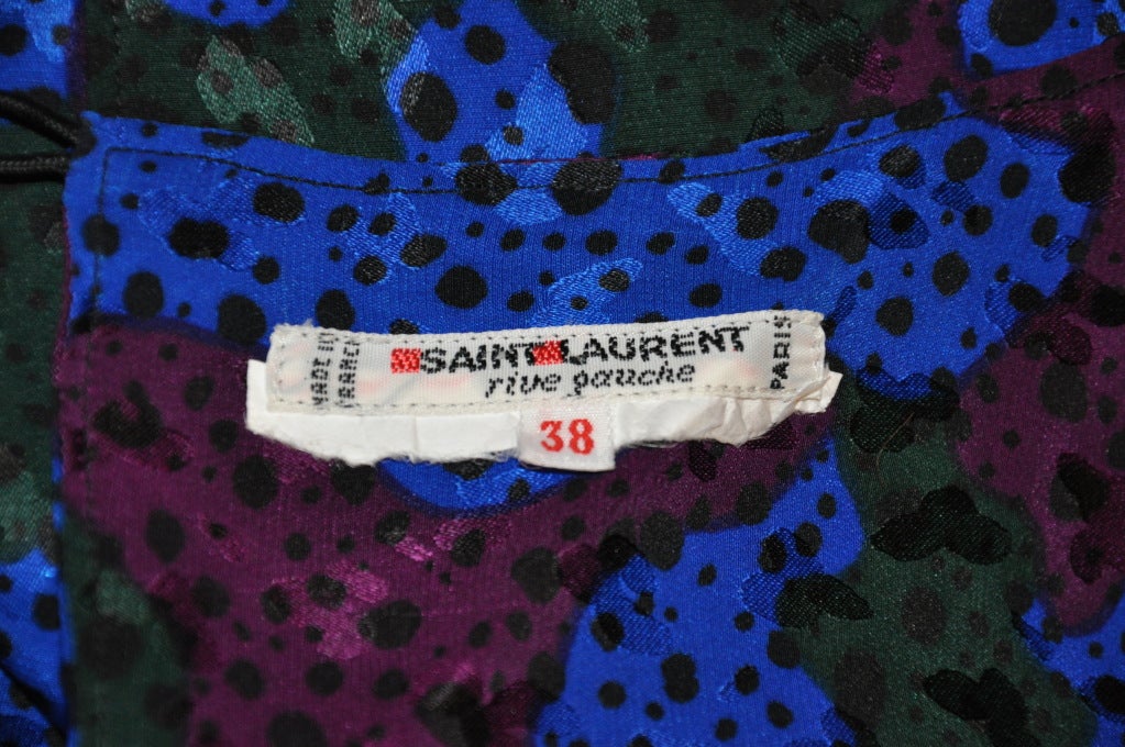 Purple Rare Yves Saint Laurent Multi-Colored Floral Silk Crepe di Chine blouse For Sale