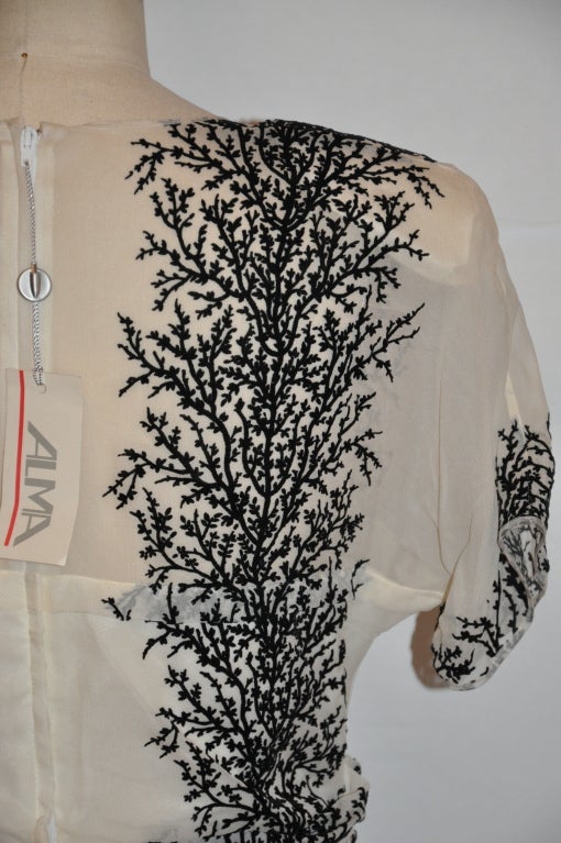 Vestido Alma de gasa blanca con estarcido 