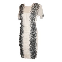 Vestido Alma de gasa blanca con estarcido "Ramas