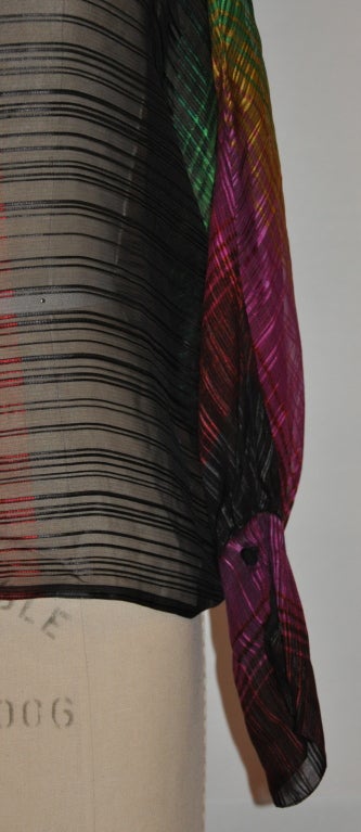 Women's Alma multi-colored sheer chiffon high-neck top For Sale