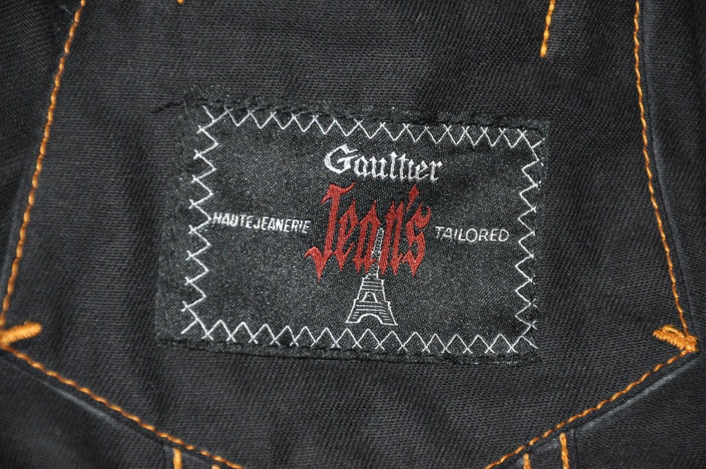 Jean Paul Gaultier Iconic Black Denim Jacket In Good Condition For Sale In New York, NY