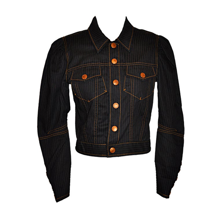 Jean Paul Gaultier Iconic Black Denim Jacket For Sale