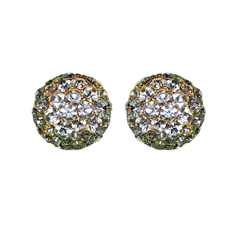 Multi-sized Rhinestones clip on earrings