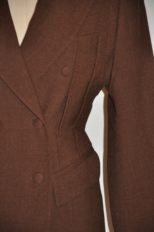 Black Jean Paul Gaultier Coco Brown wool crepe jacket For Sale