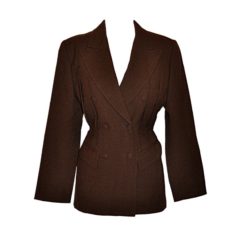 Jean Paul Gaultier Coco Brown wool crepe jacket For Sale