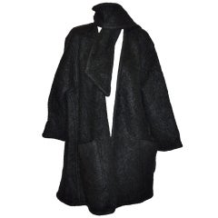Emanuel Ungaro Black mohair wrap-around scarf coat