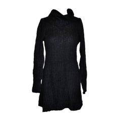 Retro Dries Van Noten Black knit turtleneck pullover.