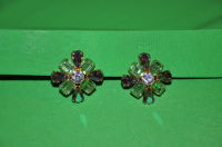 Multi-colored Rhinestone clip on earrings
