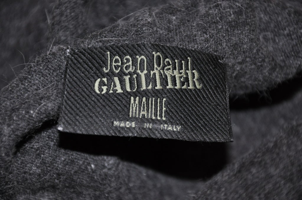 Black Jean Paul Gaultier charcoal wool bend pullover For Sale
