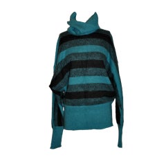 Pierre Cardin Turquoise-stripe turtleneck pullover