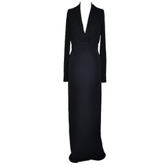 Vintage Donna Karan Dark Plum Jersey Form-Fitting Maxi Dress