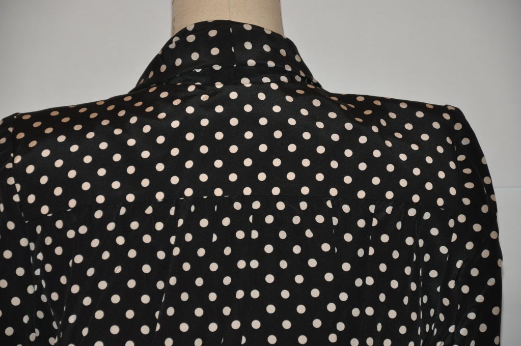 polka dot blouse black and white