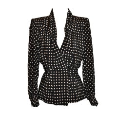 Vintage Givenchy silk Black & white polka dot blouse