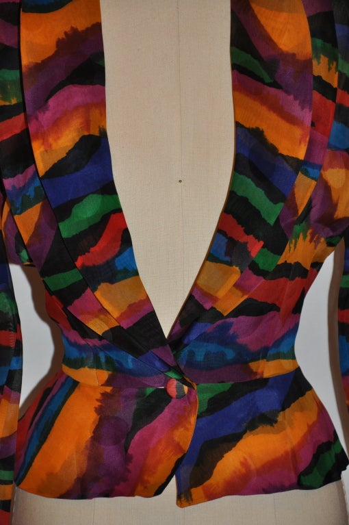 Women's Missoni Multi-Colored Abstract Print Silk Organza Blouse