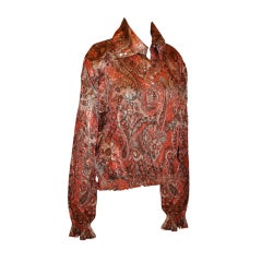 Rose-Marie Roussel Silk lame paisley print pullover