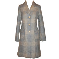 Sisley Plaid-print wool coat