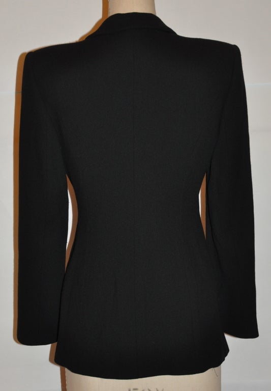 Black Giorgio Armani black wool crepe jacket For Sale