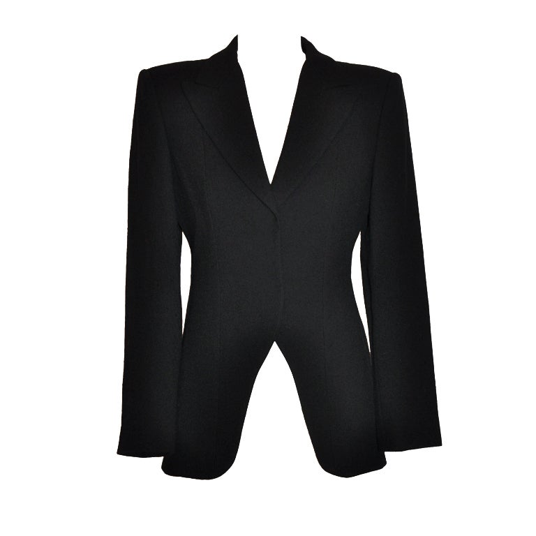 Giorgio Armani giacca in crêpe di lana nera in vendita