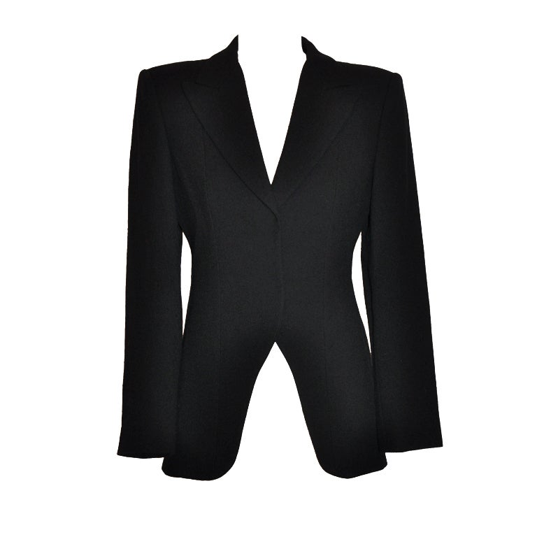 Giorgio Armani black wool crepe jacket For Sale