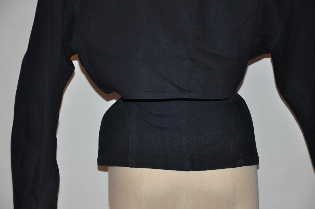 Women's Carolyn Roehm Navy zipper-wrap jacket For Sale