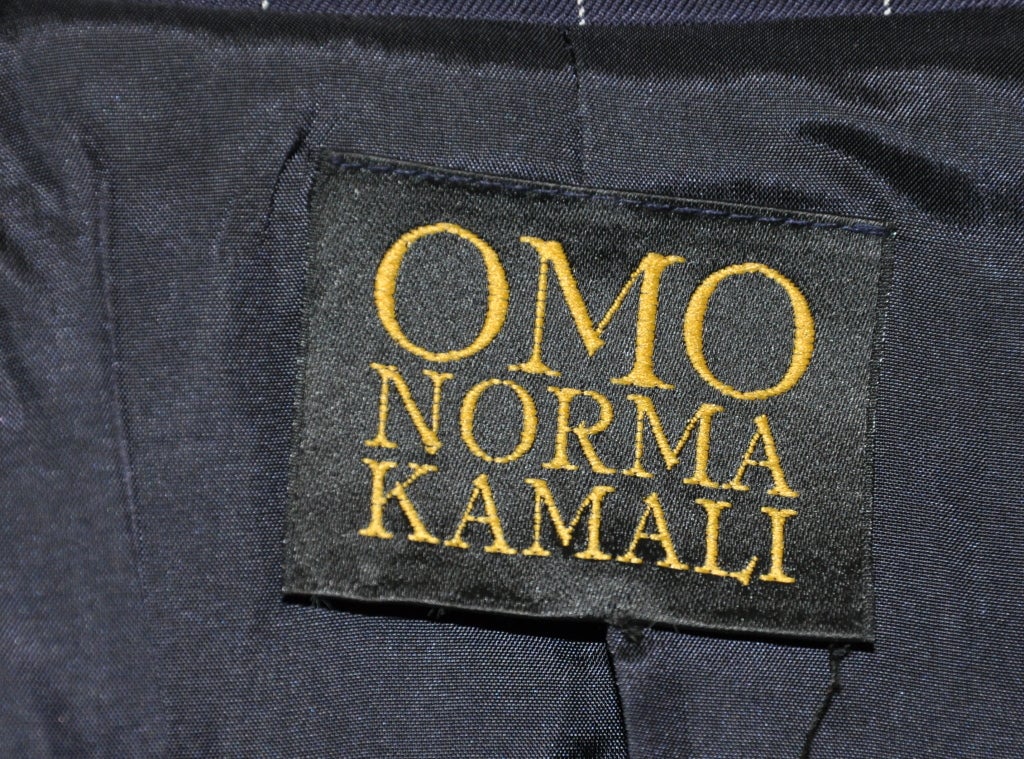 Women's Norma Kamali navy pinstripe jacket For Sale