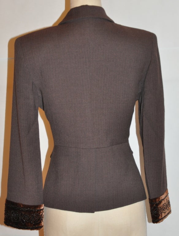 Black Baumarine wool herringbone jacket with embellishment For Sale
