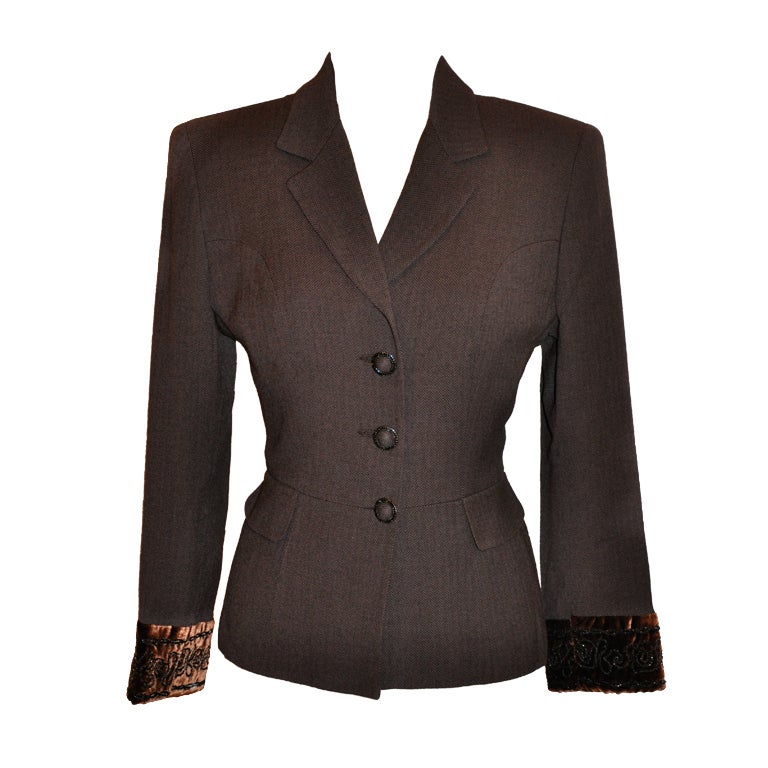 Baumarine wool herringbone jacket with embellishment For Sale