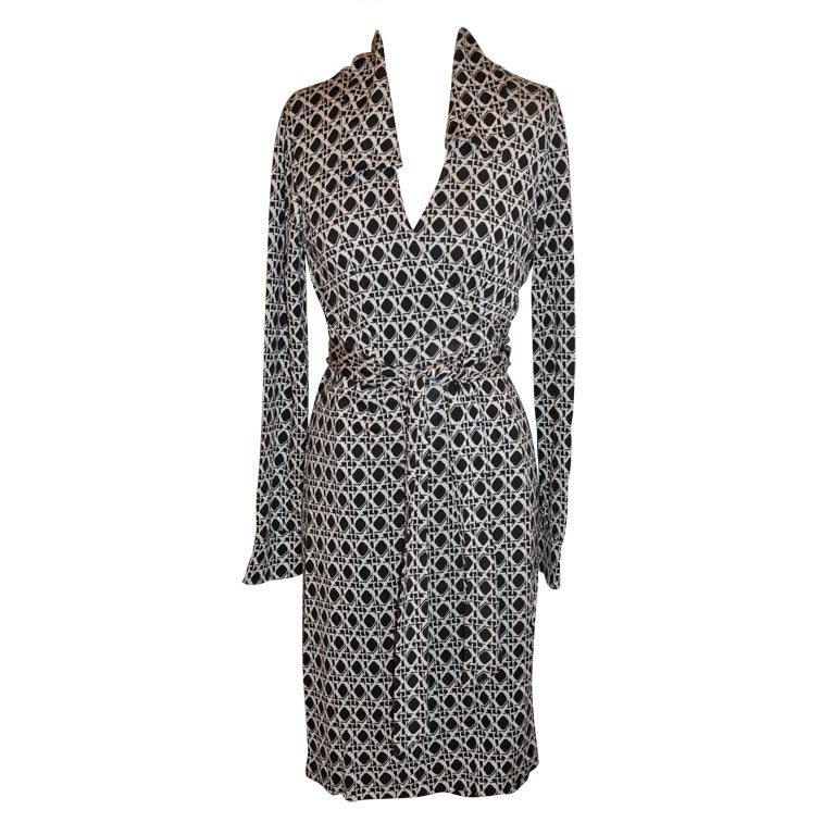 Diane Von Furstenberg black 
white classic wrap dress