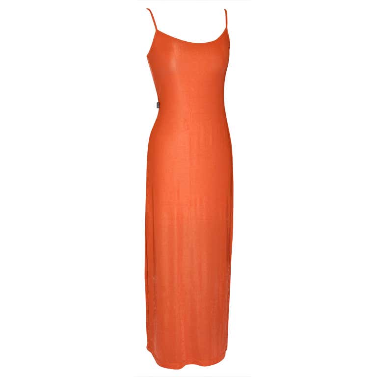 Moschino Tangerine body-hugging maxi dress For Sale at 1stDibs | body ...