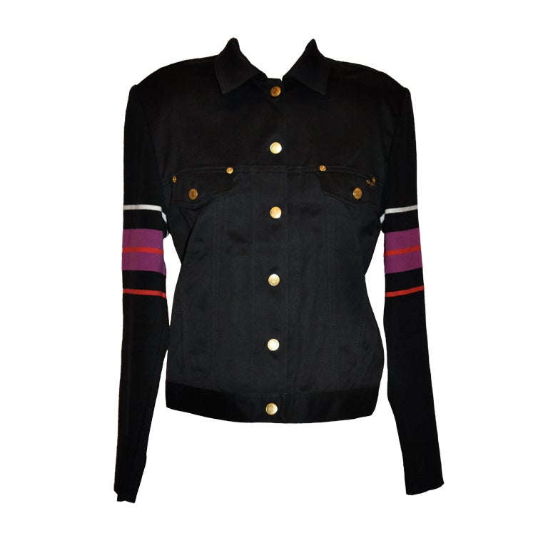Sonia Rykiel black jacket with multi-color sleeves