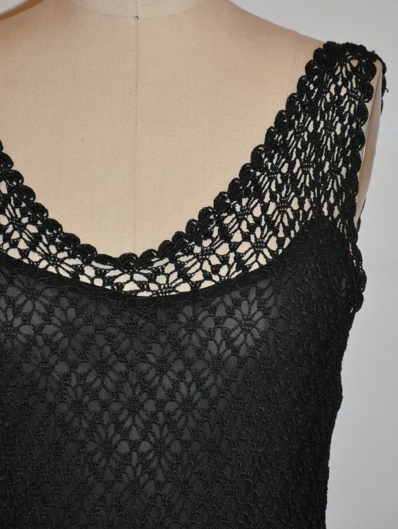 Women's Donna Karan black crochet body-hugging dress