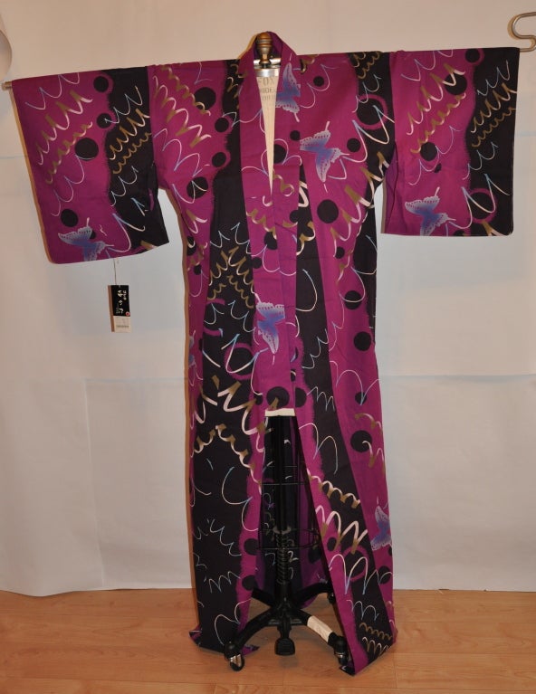 Japanese Cotton Purple kimono at 1stdibs