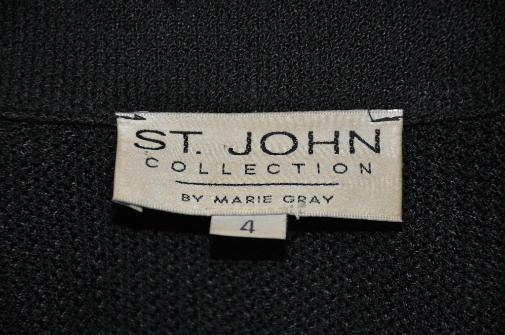 St. John black knit jacket designed by Marie Gray measures 28 1/2